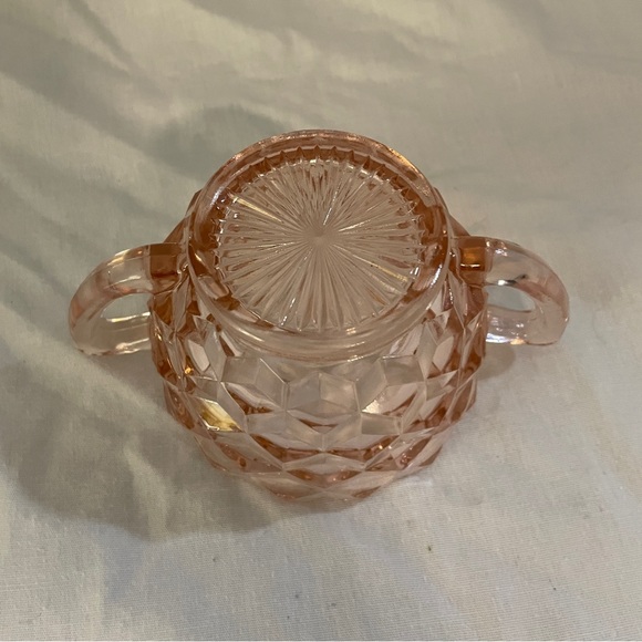 Vintage 1930’s Jeannette Glass Pink Depression Glass Cube Cubist Pink Sugar Bowl - Picture 6 of 6